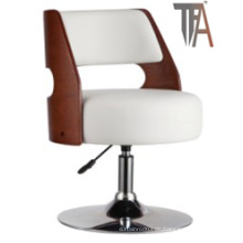 Weiße und rote Farbe PU und Holz Sitz mit Chrom Silber Bar Stuhl